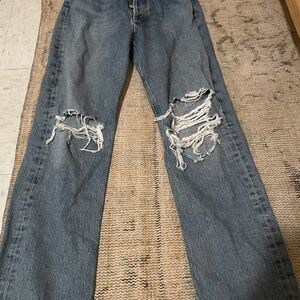 Agolde Ripped Boyfriend Jeans in Blue